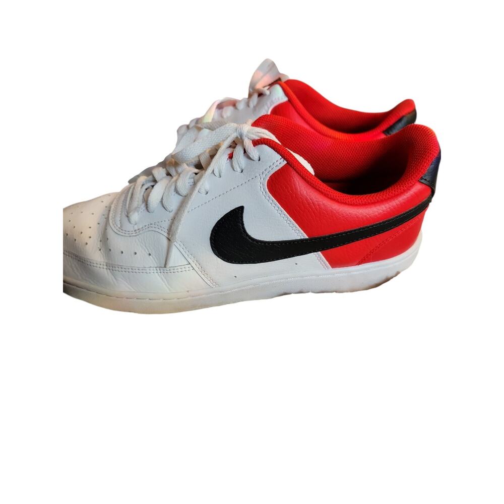 Nike Court Vision Lo Basketball Leather Sneakers White/Black/Red Mens Size 12 - Picture 3 of 7